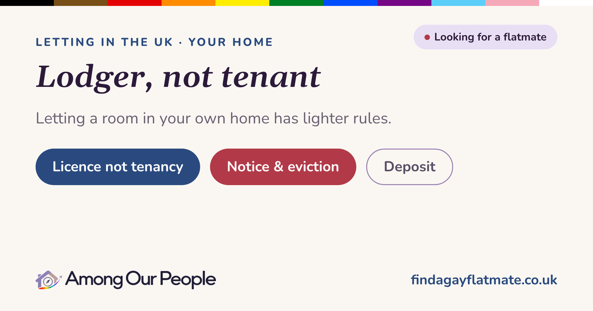 Letting a room in your home: lodger, not tenant. Letting a room in your own home has lighter rules.